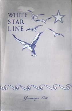 1929-09-04 Passenger Manifest for the RMS Majestic