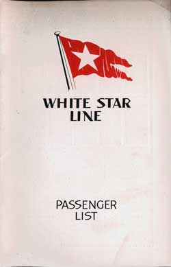 1933-08-23 Passenger Manifest for the RMS Majestic