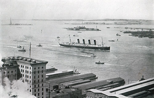The RMS Lusitania Entering New York Harbor
