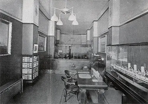 Interior View of the Hamburg-American Line Office in St. Louis, Missouri.