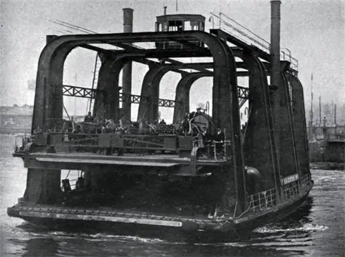 Vehicular Ferry Steamer with Elevating Platform.