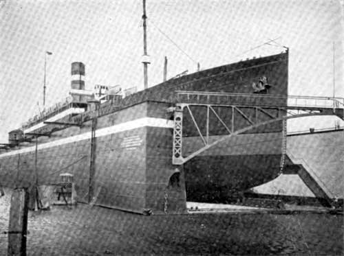 View of Ryndam of the Holland-American Line in Floating Dry Dock.