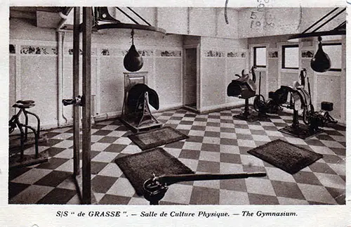 Vintage Postcard - SS De Grasse of the CGT French Line - The Gymnasium