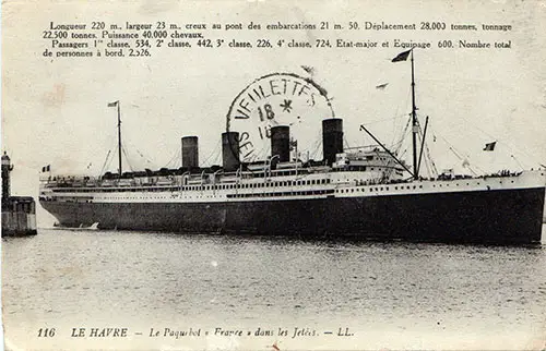 1922 - The SS France at the Pier in Le Havre