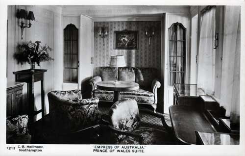 Vintage Postcard - Prince Of Wales Suite - SS Empress of Australia (1937)