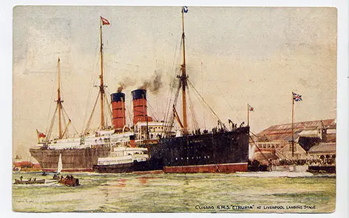 RMS Etruria at the Liverpool Landing Stage, nd, c1900.