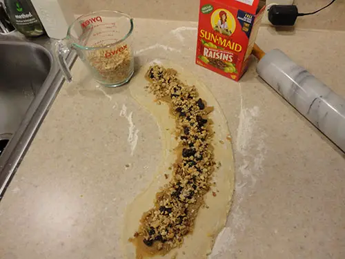 Step 14: Adding the Filling to the Kringle Dough.