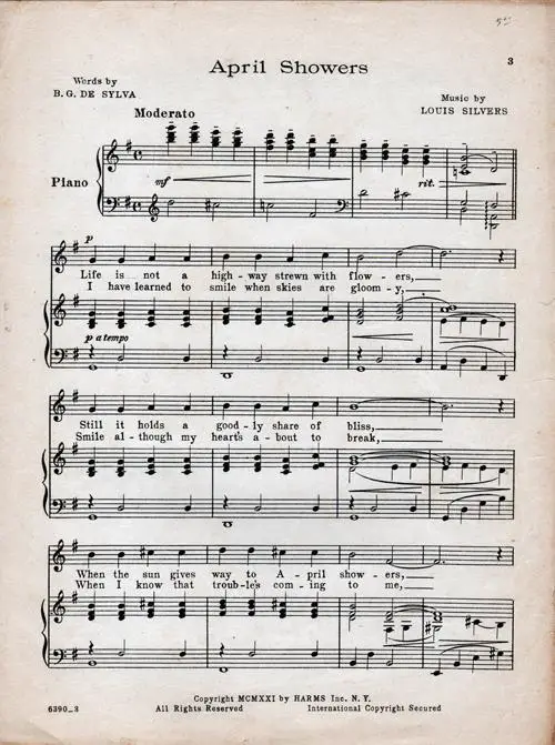 April Showers Sheet Music Page 3
