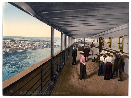 Passengers Mingle on the Promenade Deck of the SS Gorsser Kurfurst of the Norddeutscher Lloyd, 1899.