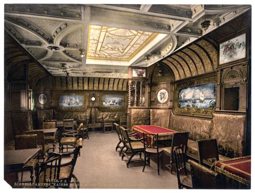 Smoking Room on the Norddeutscher Lloyd Steamship SS Kaiser Wilhelm Der Grosse Is Exceptionally Elegant for That Period.