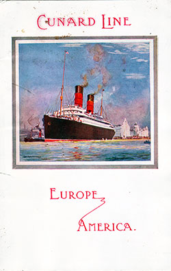 Front Cover of a Saloon Passenger List for the RMS Laconia of the Cunard Line, Departing Tuesday, 6 August 1912 from Liverpool to Boston via Queenstown (Cobh)