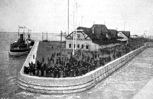 Dock Entrance and Landing Stage at Bremerhaven.