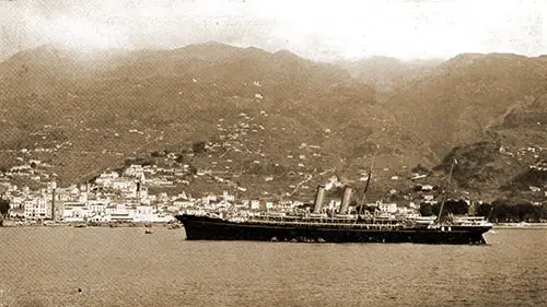 The SS Thames of the R.M.S.P. at Madeira in 1907