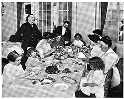 In the Children's Dining Room on Board a Steamship. Harper's Bazar, January 1914.