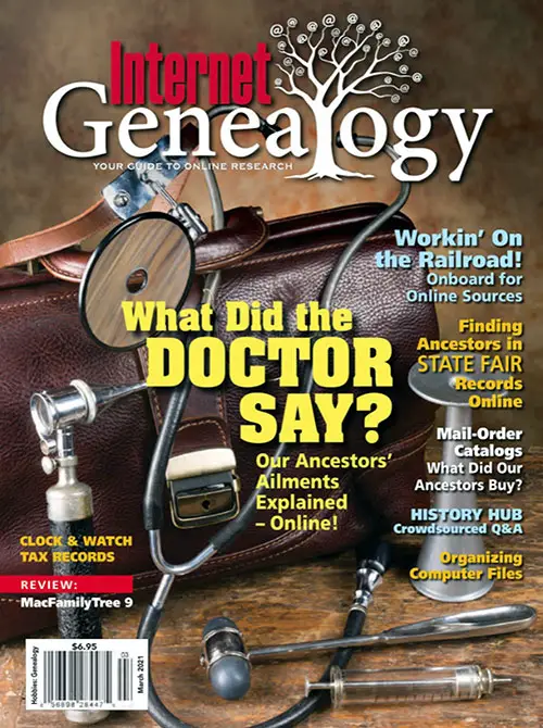 Front Cover, Internet Genealogy Magazine, February/March 2021 Issue