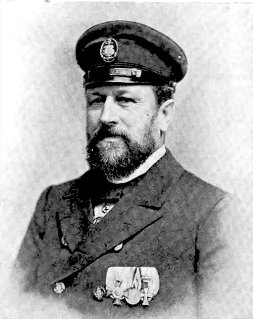Captain Adolp Albers of the Hamburg America Line SS Fürst Bismarck. The Great Atlantic Liners May 1895.