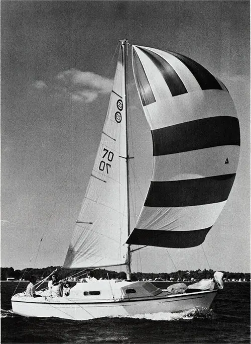 Sailing on the New 1971 O'Day 23 with Family or Friends. Manufactured by O'Day, A Bangor Punta Company.