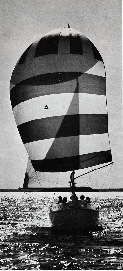 View of the New 1971 O'Day 23 Sailboat from the Front. Manufactured by O'Day, A Bangor Punta Company.