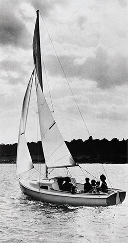 GGA Image ID # 15d8218d0b A Family Sails in a New 1971 O'Day Mariner 2+2 Sailboat Near the Shoreline.