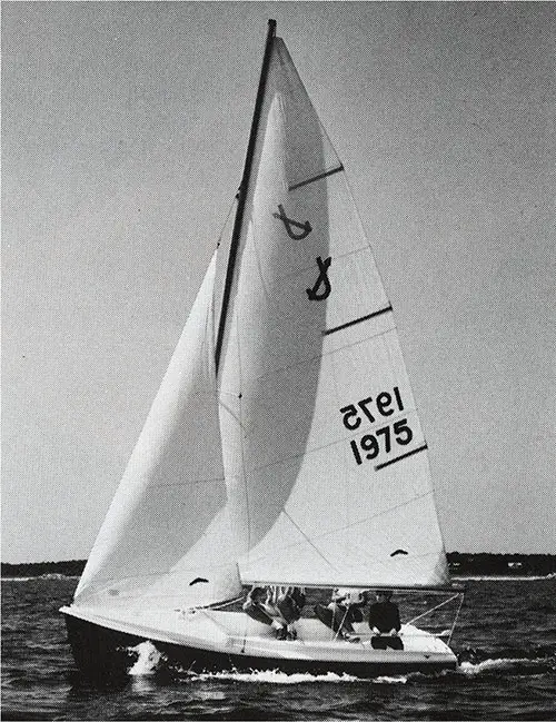 A Small Group of Friends Sailing Away on a New 1971 O'Day Javelin Sailboat.