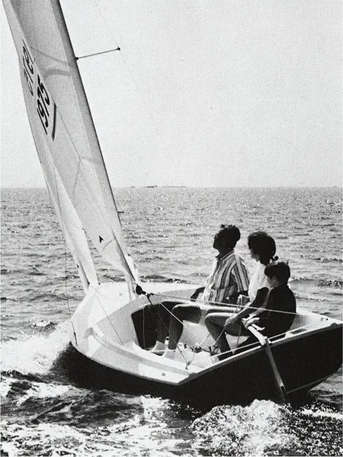 Easy Sailing for a Family of Three on a New 1971 O'Day Javelin Sailboat.