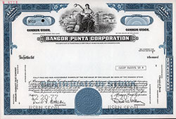 GGA Image ID # 15c91be2b0 Front Side of Specimine Common Stock Certificate of the Bangor Punta Corporation, CUSIP 060221 10 8.