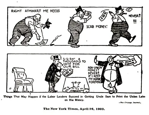Things That May Happen if the Labor Leaders Succeed in Getting Uncle Sam to Print the Union Label on His Money. The New York Times. April 26, 1903.