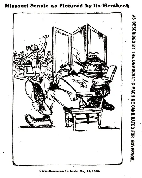 Missouri Senate as pictured by its members. As Described by the Democratic Machine Candidates for Governor. Globe-Democrat, St. Louis, May 13, 1903.