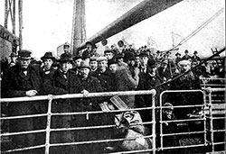 Immigrants on Deck of an Ocean Liner Just Before Landing in the United States. Lessons for Junior Citizens, 1906.