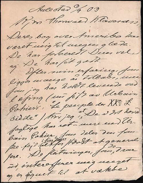 First Page of Letter written in Norwegian, attached to Title Page.