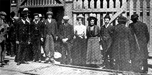 Group of British Immigrants on the Quay at Quebec.