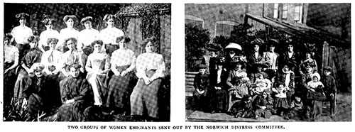 Two Groups of Women Emigrants Sent Out by the Norwich Distress Committee.