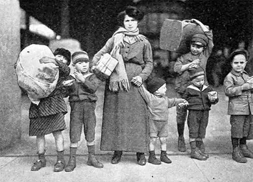 Immigrant Mother and Children at Ellis Island, 1922.