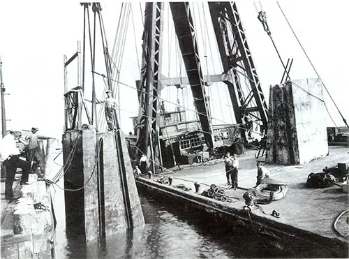Setting of Underwater Concrete Blocks for Contract 1, 19 July 1913.