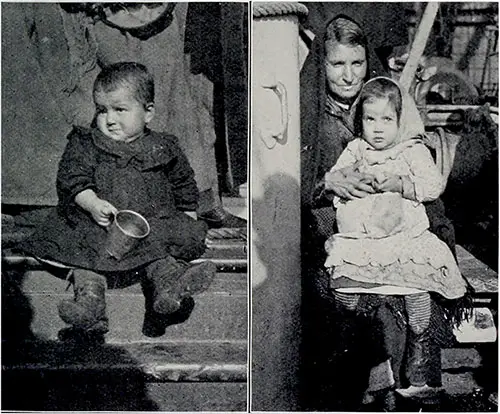 Left: Young Immigrant Child Holding a Broth Cup. Right: The Immigrant Madanna.