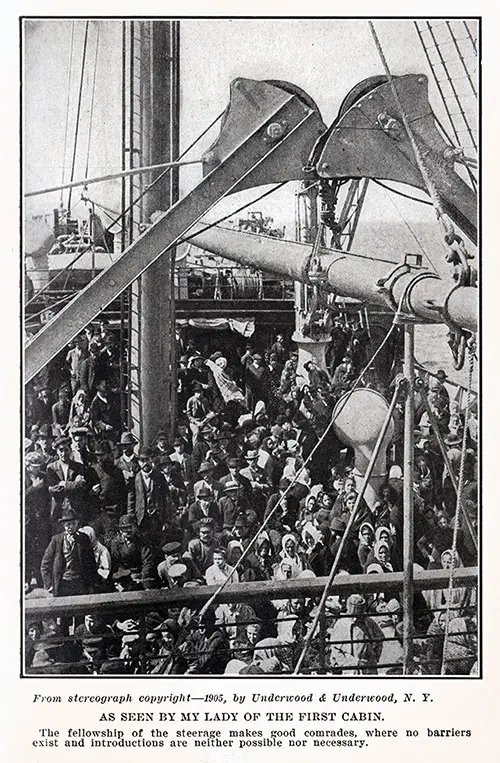 Immigrant Steerage Passengers on the Deck of an Ocean Liner as Seen by a Lady of the First Cabin.