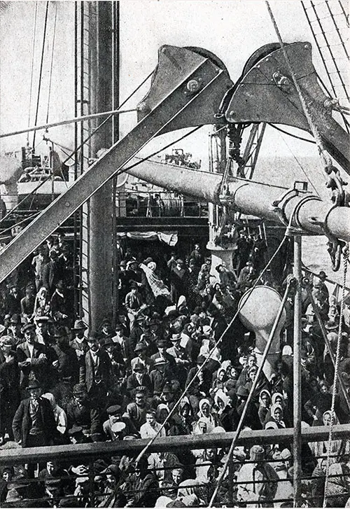 Steerage Passengers On Deck of Ocean Liner as Seen by a Lady of the First Cabin.