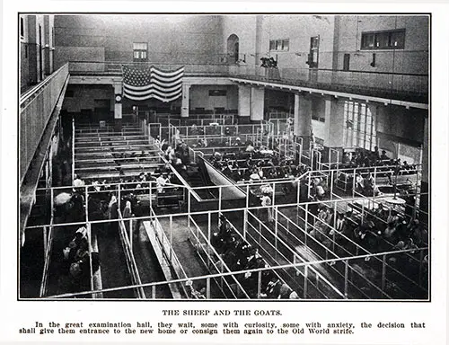 The Great Examination Hall at Ellis Island where Immigrants wait, with Curiosity or Anxiety.