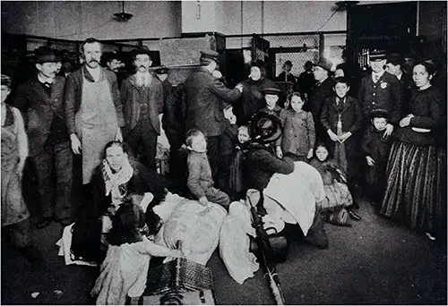 Railway Department —This Is Where the Emigrant Purchases His Ticket for His Final Destination, Officials Assist Them in Checking Their Luggage, Etc.