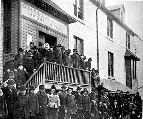 Group of Immigrant That Just Arrived in Winnipeg. Strangers Within Our Gates, 1909.