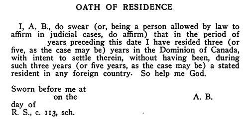 The Canadian Oath of Residence.