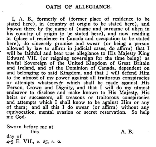 The Canadian Oath of Allegiance.