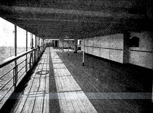 View of the Promenade Deck on the SS Haverford and Merion of the American Line.