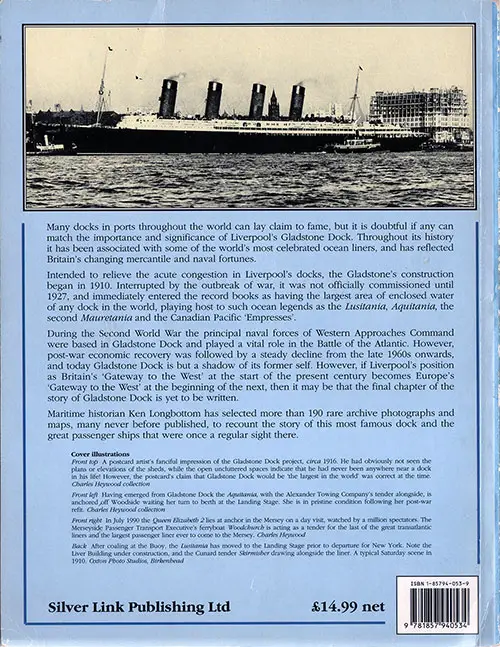 Back Cover, Liverpool and the Mersey, Vol. 1: Gladstone Dock and the Great Liners