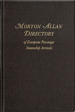 Front Cover, Morton Allan Directory of European Passenger Steamship Arrivals by Morton Allan, 1931.