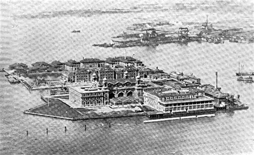 Ellis Island, Upper Bay of New York. U. S. Immigration Station in the Port of New York