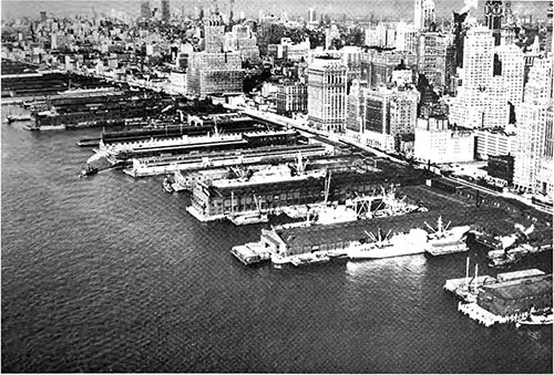 Piers on Hudson River - Lower Manhattan. Pier 1 at Lower Right.