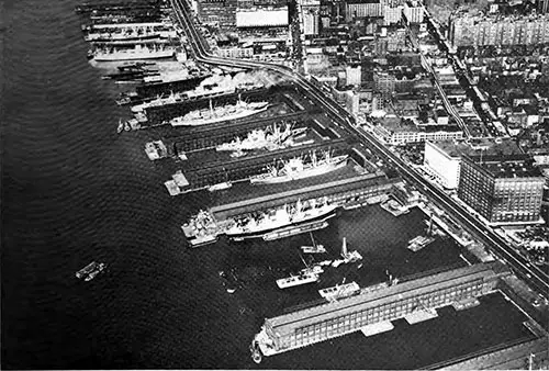 Piers 56 (Lower Right) to Pier 68 - Hudson River, Manhattan, Before Reconstruction of Pier 57.