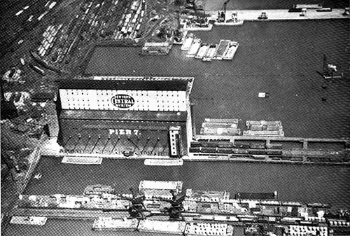 Open Pier No. 6 and Grain Elevator on Pier No. 7 of New York Central Railraod - Hudson River, West New York, NJ.