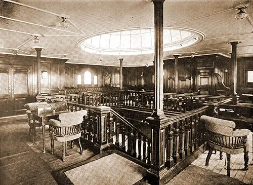 Second Class Lounge on the RMS Mauretania, 1907.